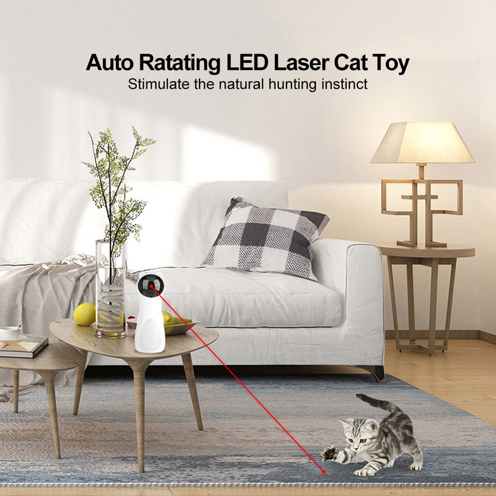 Lampa laser automată pentru pisici, LED, capturând fasciculul de laser și dispozitivul de control în imagine.